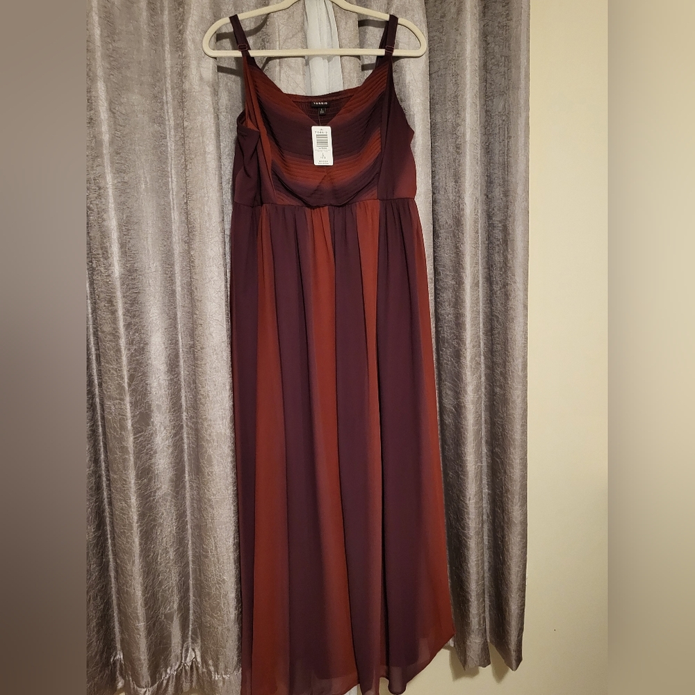 torrid Burgundy and Rust Red Ombre Prom Dress
